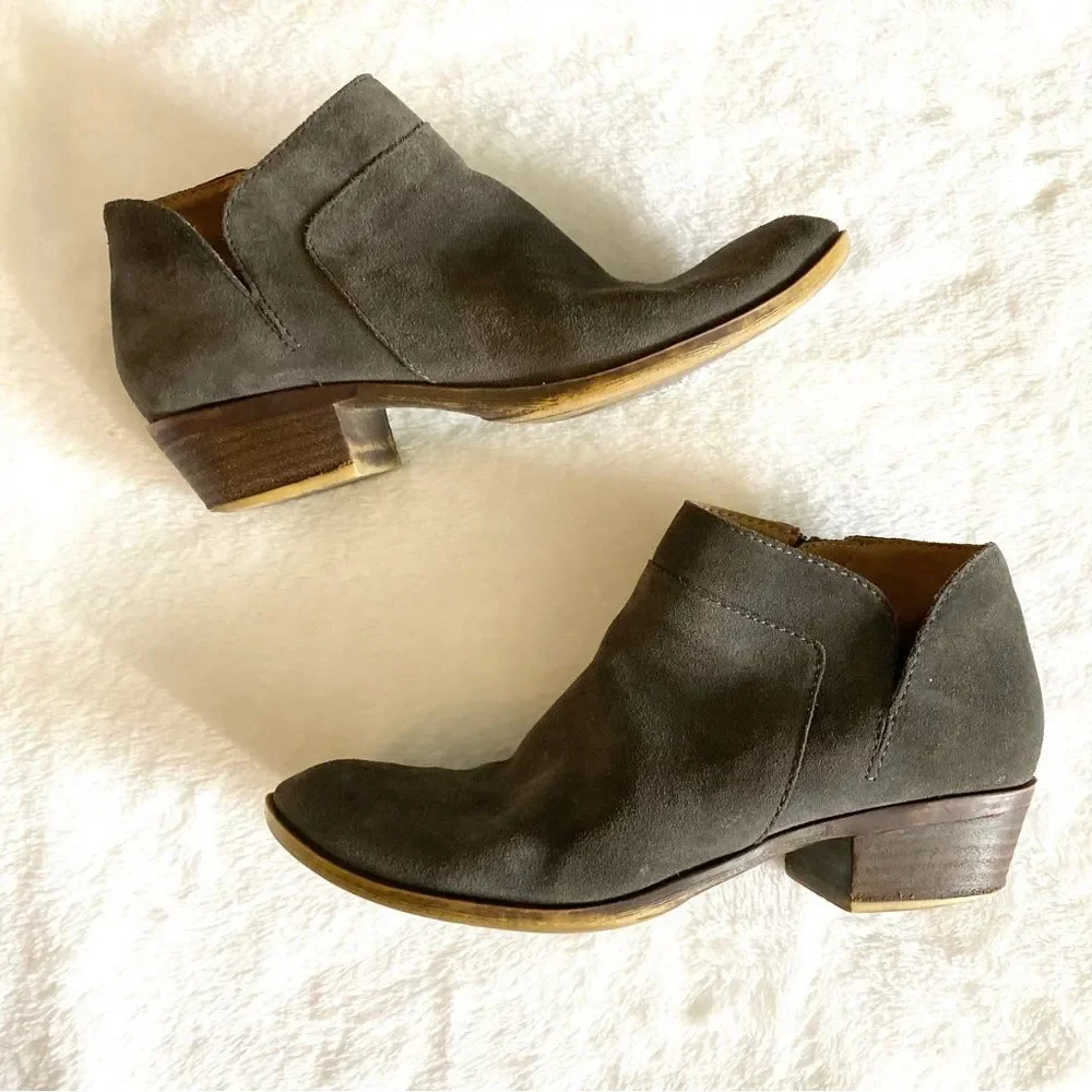 Lucky Brand Brintly Ankle Booties Taupe Suede Size 7